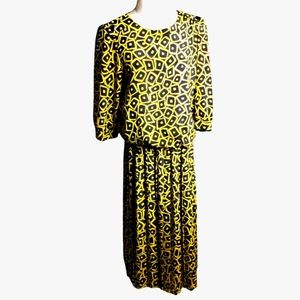 Vintage Breli Midi Dress Shoulder Pads Epaulets Pleated Sexy Secretary 80s Dress